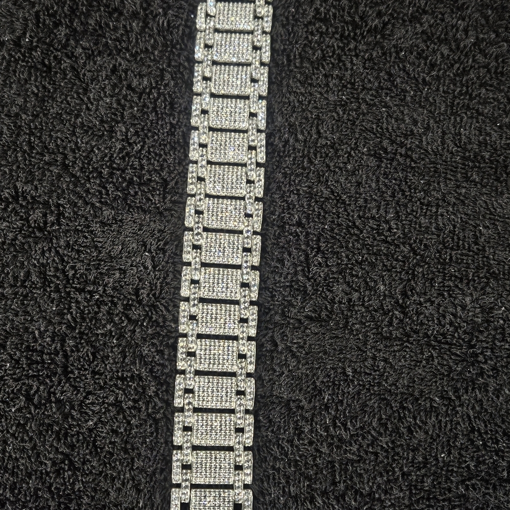 15 Ct Round Cut Lab-Created Diamond Men's Bracelet 14K White Gold Finish 9"